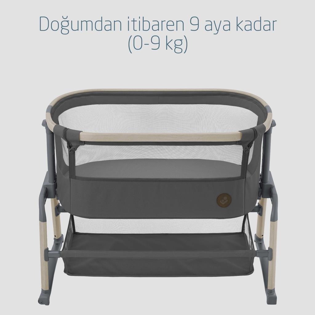Maxi-Cosi Iora Air Sallanabilen Ahşap Görünümlü Anne Yanı Beşik Beyond